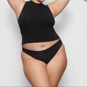 Skims Cotton Jersey Cheeky High Cut Stretch Tanga Soot Panties NWT Size XL